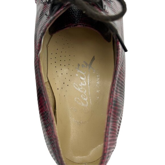 VINTAGE 70s Red Faux Snakeskin Laced Pumps - Picture 6 of 6